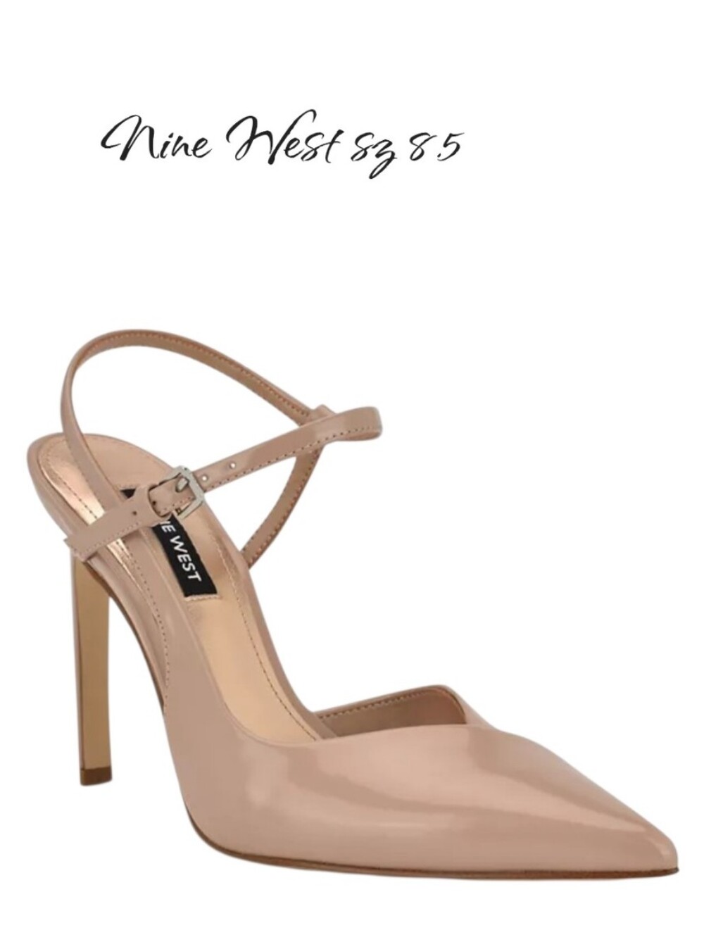 Nine West Franka Pointed Toe Ankle Strap Stiletto Pumps Beige Nude Size 8.5